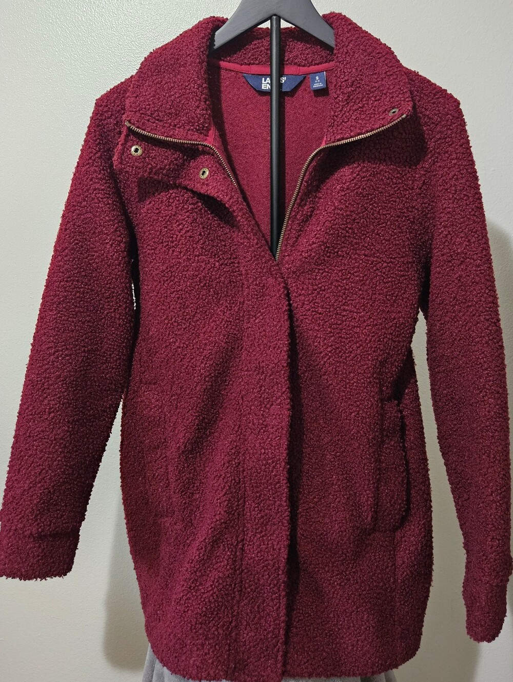 Lands' End Women's Burgundy Boucle Fleece Jacket